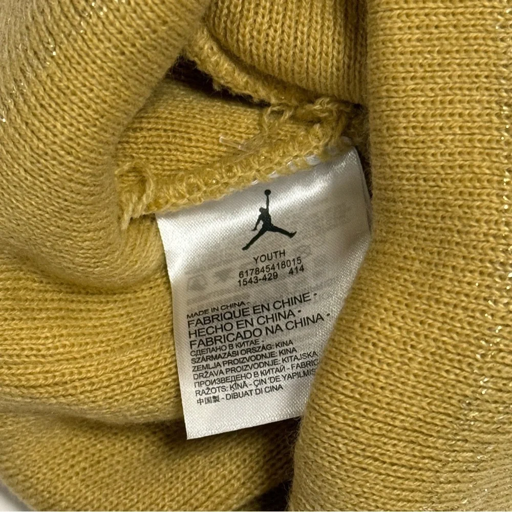 Jordan Kids' Black and Gold Pom Beanie